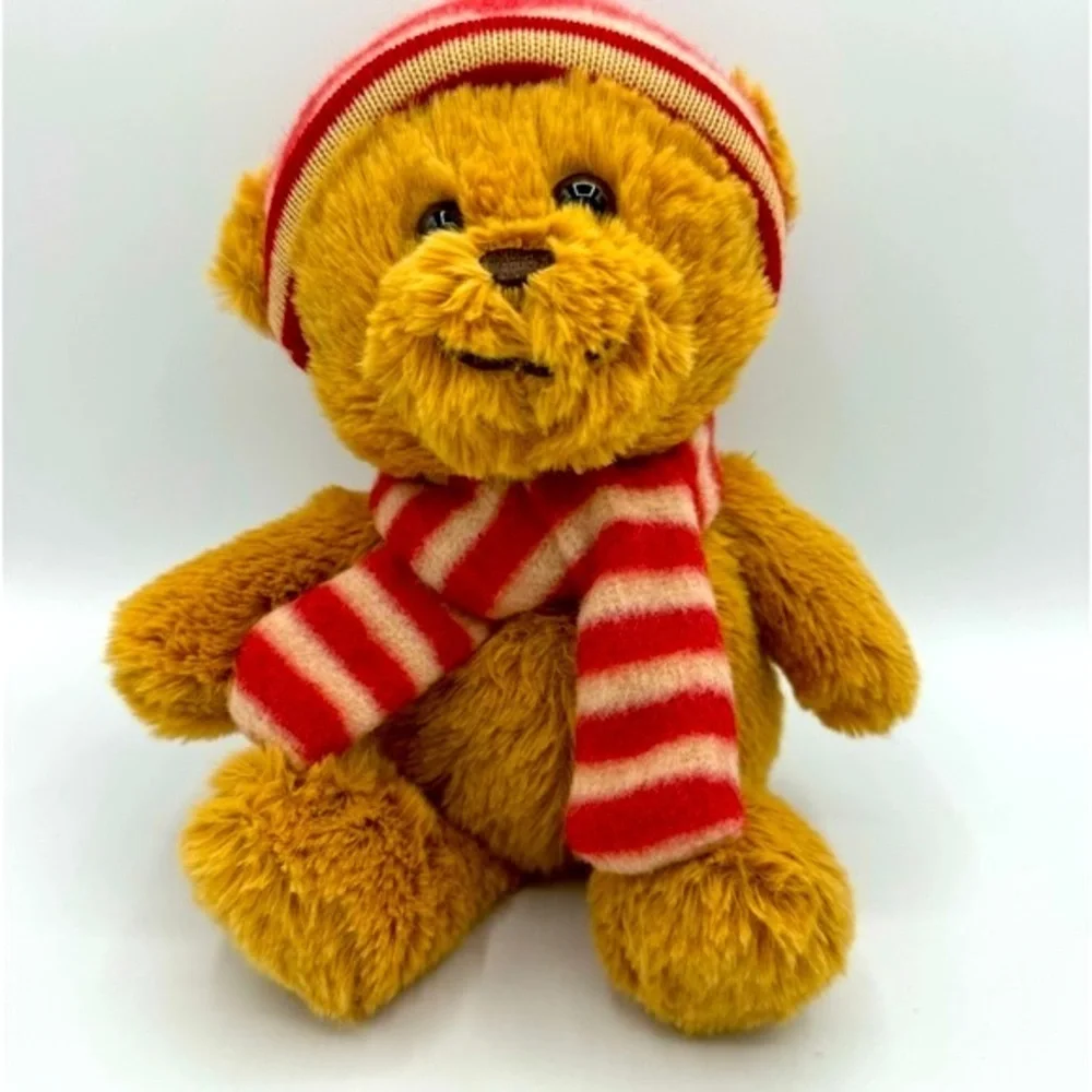 Dan Dee Collectors Choice Christmas Brown Bear Hat Scarf Winter 7” Plush Stuffed
